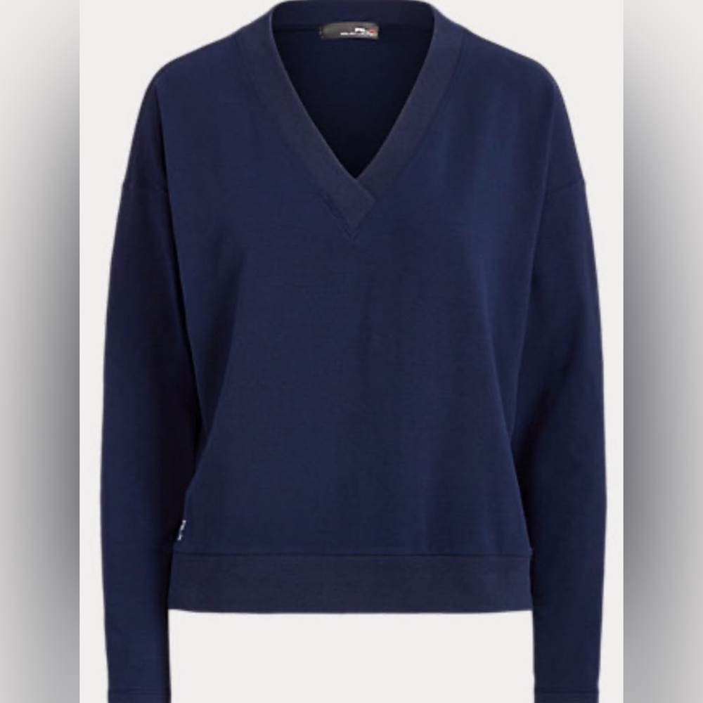 RLX RALPH LAUREN Womens Large Navy Blue V Neck Long Sleeve Golf Pullover Top - Picture 4 of 16
